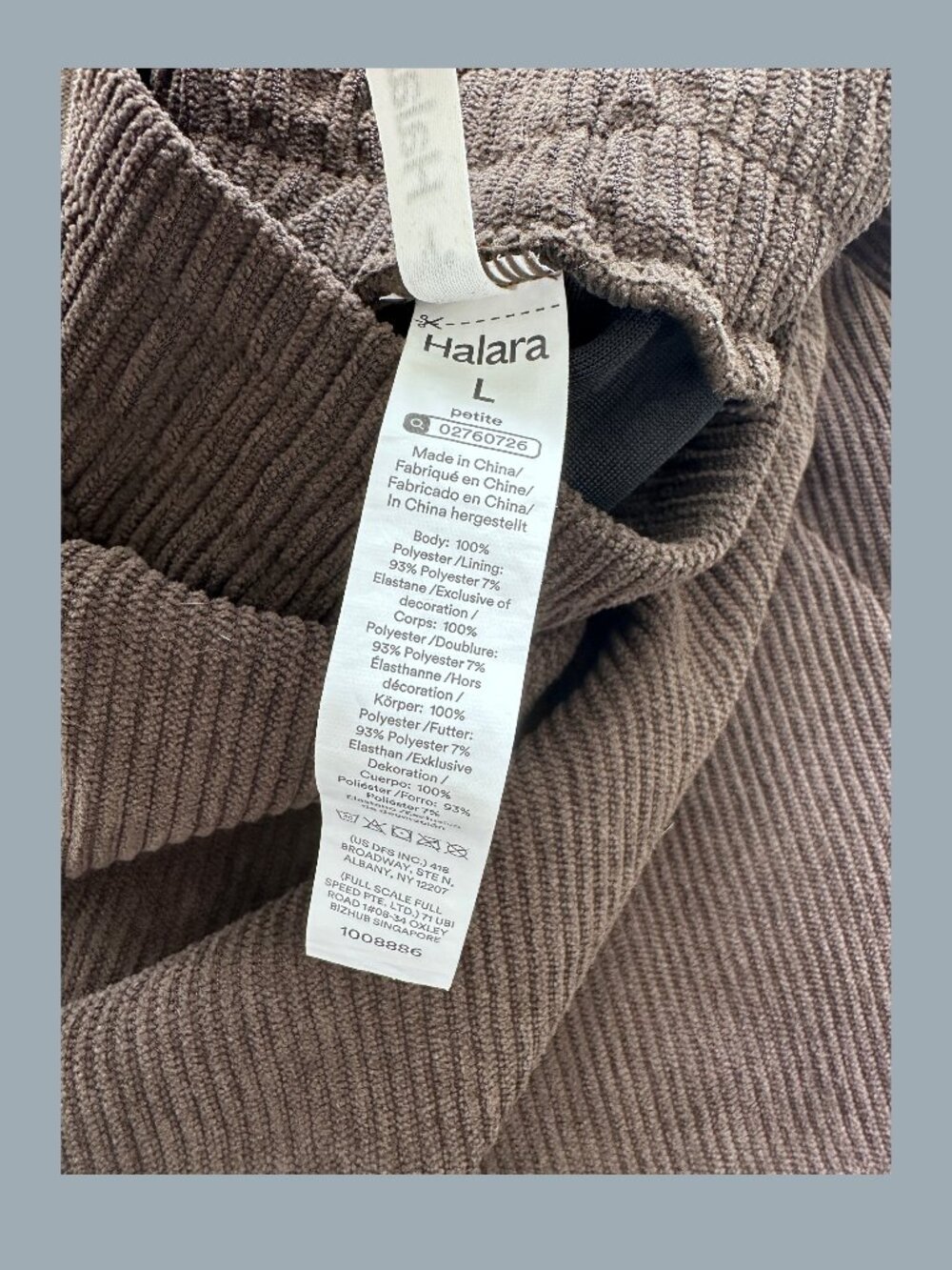 Halara - High Waisted Corduroy Casual Pants in Hemp Rope Brown/Size L (Petite) - Picture 4 of 4
